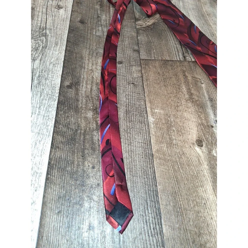J Garcia Limited Edition Virtual Reality Ape Collection 45 Silk Tie Abstract Red